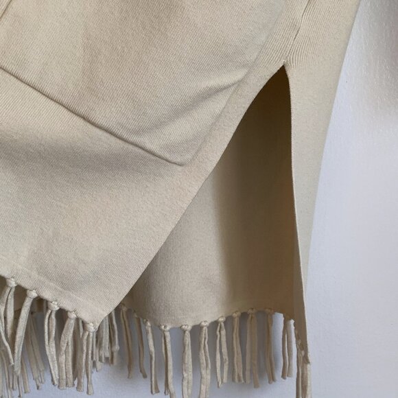 OXFORD SUNDAY Women’s Fringe Ivory Cardigan Size S Cashmere Rayon Quiet Luxury - Picture 6 of 10